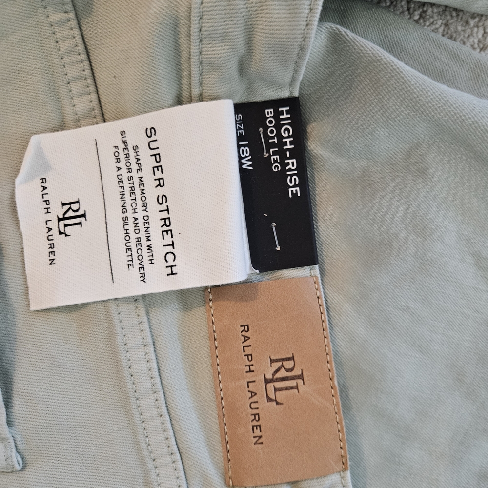 Ralph Lauren Mint Green Boot Cut Super Stretch Denim. 18W - Picture 6 of 6